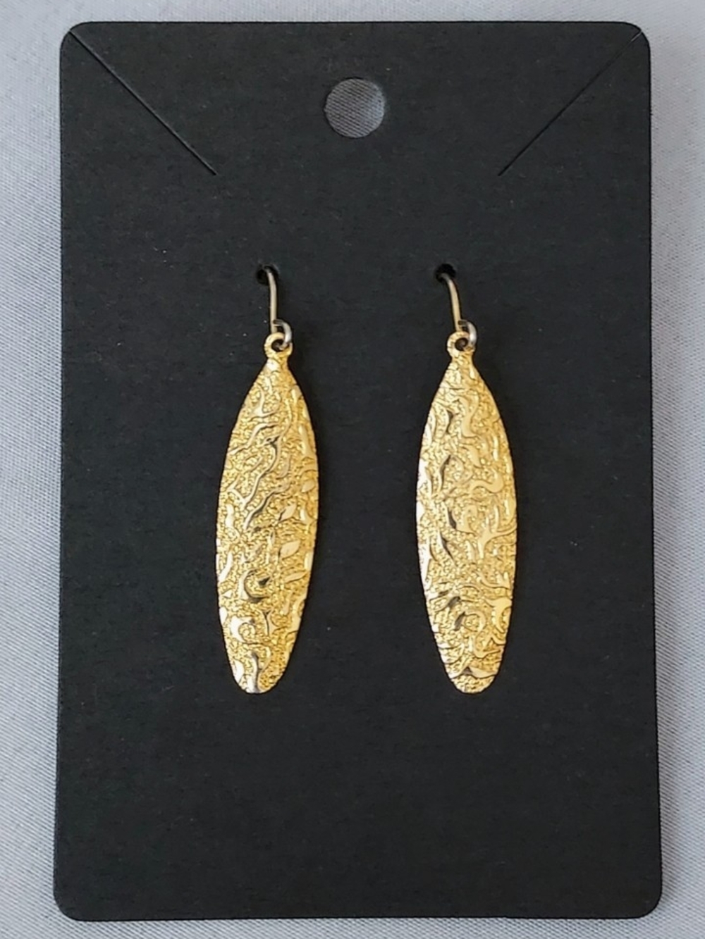 Gold Textured Dangle Earrings - Women Jewelry